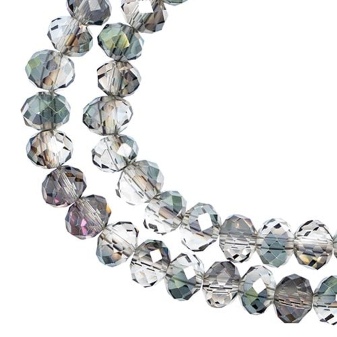 Crystal Lane DIY 2-Strand 7in Transparent Luster Finish Glass Rondelle Donut Bead Strands